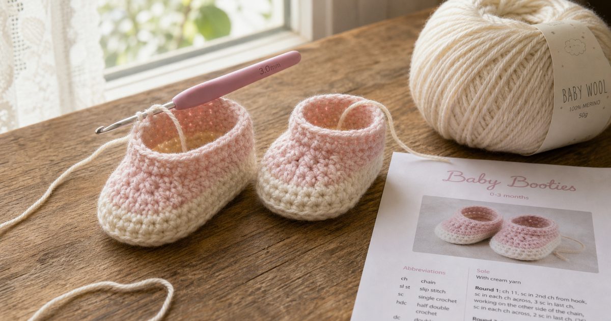 Babyslofjes haken steek voor steek